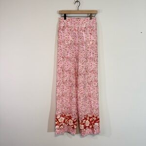Zara Pink Paisley Linen Pants Women Size Small